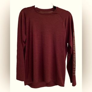UNDERARMOUR Men’s HeatGear Loose Long Sleeve|Maroon W Writing on left Sleeve|M